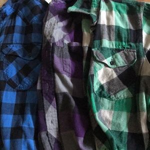 Men’s flannel 3 pack - green, blue, purple